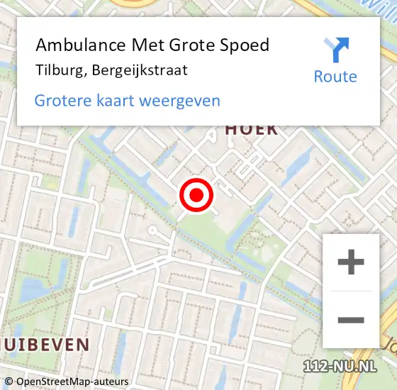 Locatie op kaart van de 112 melding: Ambulance Met Grote Spoed Naar Tilburg, Bergeijkstraat op 16 oktober 2019 09:46