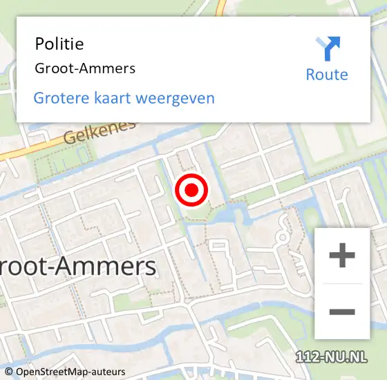 Locatie op kaart van de 112 melding: Politie Groot-Ammers op 16 oktober 2019 10:30