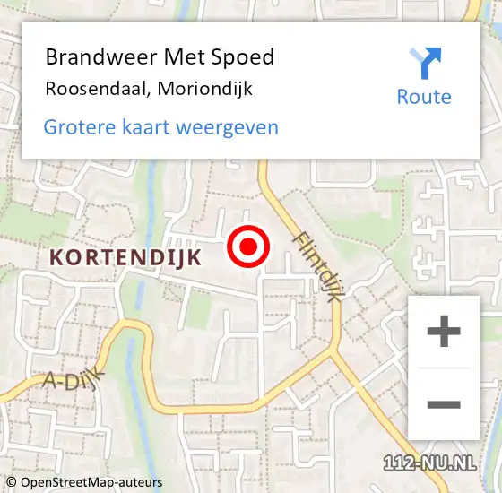 Locatie op kaart van de 112 melding: Brandweer Met Spoed Naar Roosendaal, Moriondijk op 16 oktober 2019 10:54