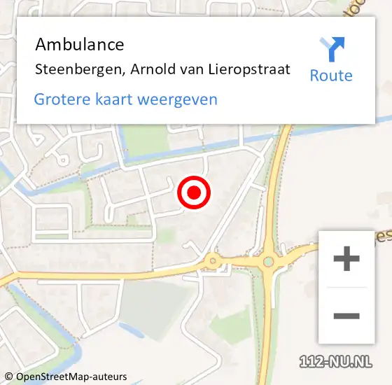 Locatie op kaart van de 112 melding: Ambulance Steenbergen, Arnold van Lieropstraat op 16 oktober 2019 11:02