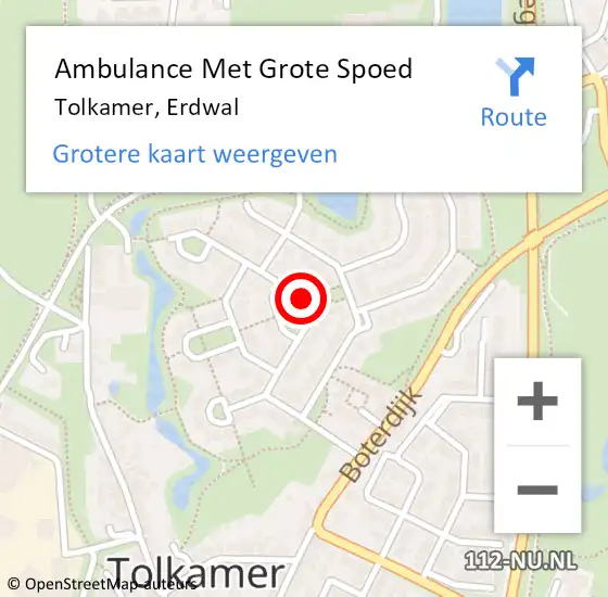 Locatie op kaart van de 112 melding: Ambulance Met Grote Spoed Naar Tolkamer, Erdwal op 16 oktober 2019 11:06