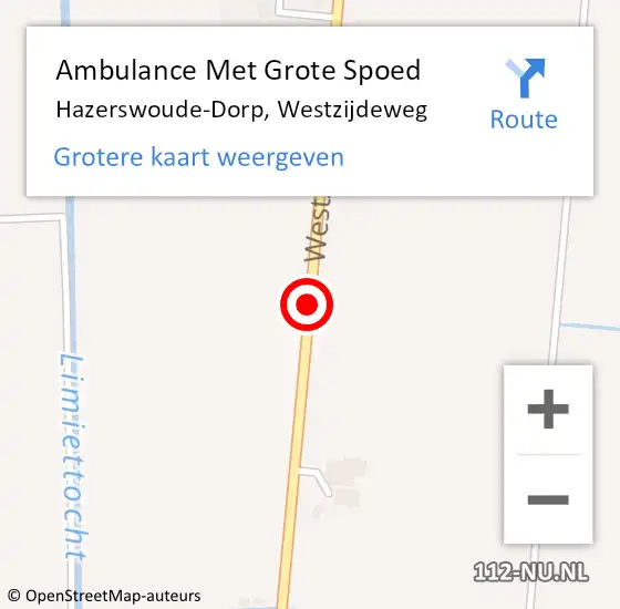 Locatie op kaart van de 112 melding: Ambulance Met Grote Spoed Naar Hazerswoude-Dorp, Westzijdeweg op 16 oktober 2019 11:10