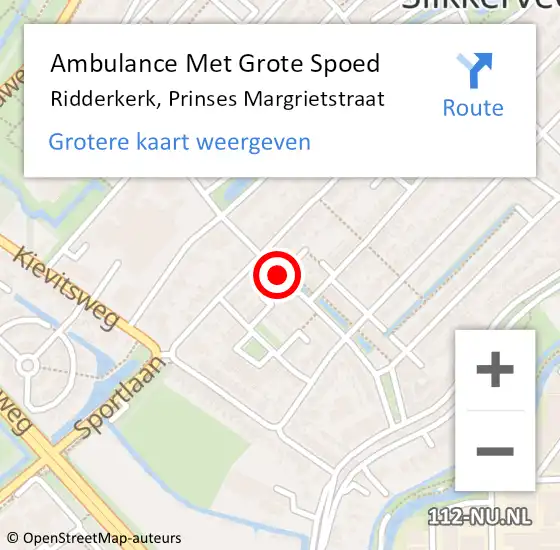 Locatie op kaart van de 112 melding: Ambulance Met Grote Spoed Naar Ridderkerk, Prinses Margrietstraat op 16 oktober 2019 11:45