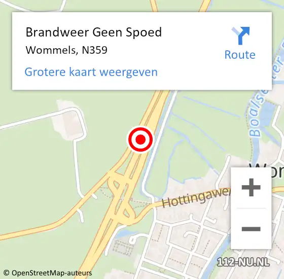 Locatie op kaart van de 112 melding: Brandweer Geen Spoed Naar Wommels, N359 op 16 oktober 2019 12:21