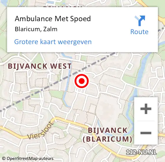 Locatie op kaart van de 112 melding: Ambulance Met Spoed Naar Blaricum, Zalm op 16 april 2014 21:28