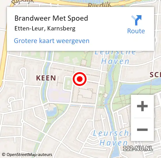 Locatie op kaart van de 112 melding: Brandweer Met Spoed Naar Etten-Leur, Karnsberg op 16 oktober 2019 14:02