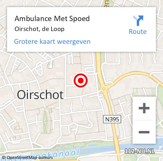 Locatie op kaart van de 112 melding: Ambulance Met Spoed Naar Oirschot, de Loop op 16 oktober 2019 14:34