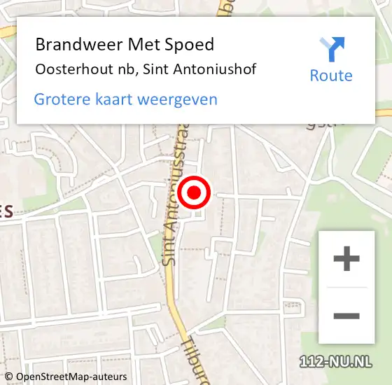 Locatie op kaart van de 112 melding: Brandweer Met Spoed Naar Oosterhout nb, Sint Antoniushof op 16 oktober 2019 14:46