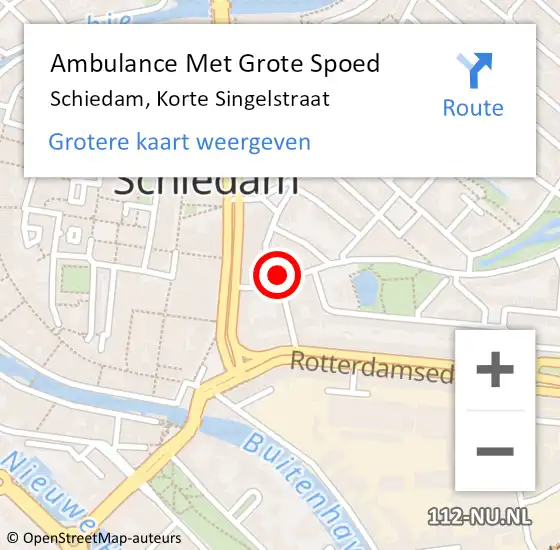 Locatie op kaart van de 112 melding: Ambulance Met Grote Spoed Naar Schiedam, Korte Singelstraat op 16 oktober 2019 15:47
