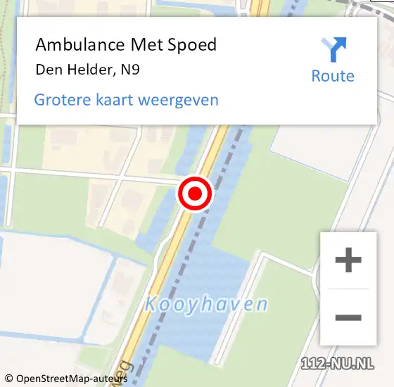 Locatie op kaart van de 112 melding: Ambulance Met Spoed Naar Den Helder, N9 op 16 oktober 2019 17:00