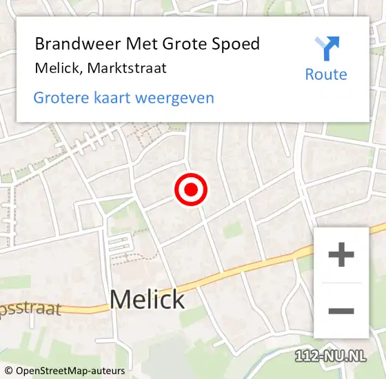 Locatie op kaart van de 112 melding: Brandweer Met Grote Spoed Naar Melick, Marktstraat op 16 oktober 2019 17:02