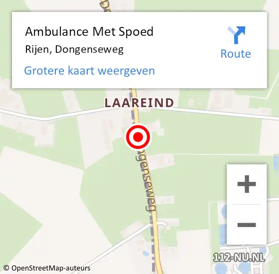 Locatie op kaart van de 112 melding: Ambulance Met Spoed Naar Rijen, Dongenseweg op 16 oktober 2019 17:21