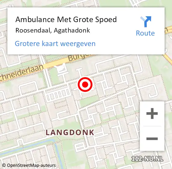 Locatie op kaart van de 112 melding: Ambulance Met Grote Spoed Naar Roosendaal, Agathadonk op 16 oktober 2019 17:34