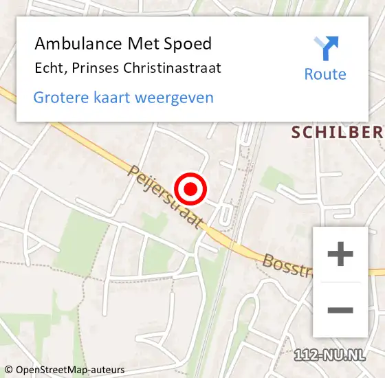 Locatie op kaart van de 112 melding: Ambulance Met Spoed Naar Echt, Prinses Christinastraat op 16 oktober 2019 19:36