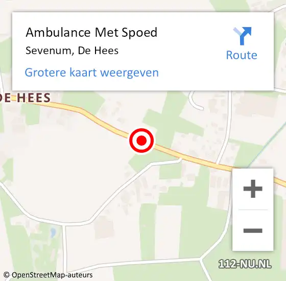 Locatie op kaart van de 112 melding: Ambulance Met Spoed Naar Sevenum, De Hees op 16 oktober 2019 19:37