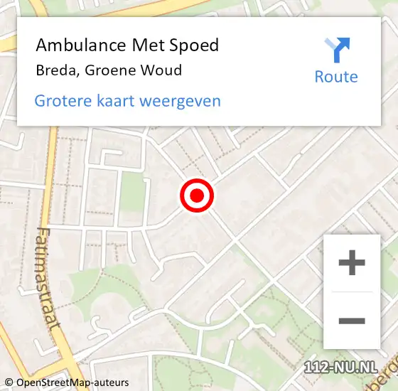 Locatie op kaart van de 112 melding: Ambulance Met Spoed Naar Breda, Groene Woud op 16 oktober 2019 20:58