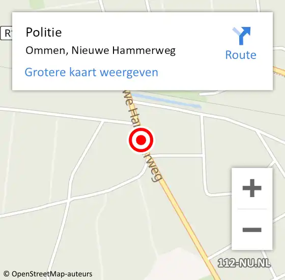 Locatie op kaart van de 112 melding: Politie Ommen, Nieuwe Hammerweg op 16 oktober 2019 21:11