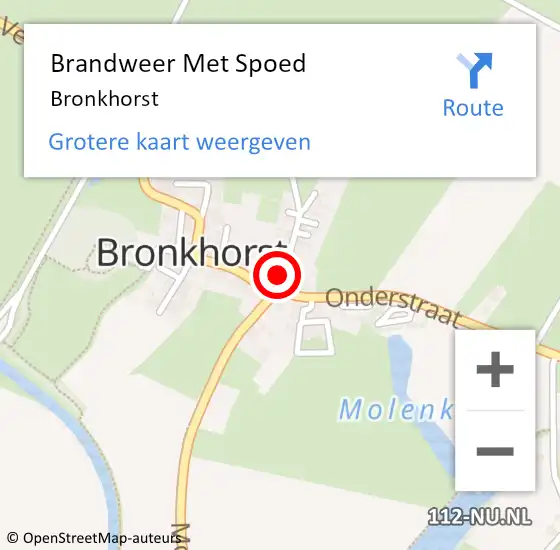 Locatie op kaart van de 112 melding: Brandweer Met Spoed Naar Bronkhorst op 16 oktober 2019 21:37