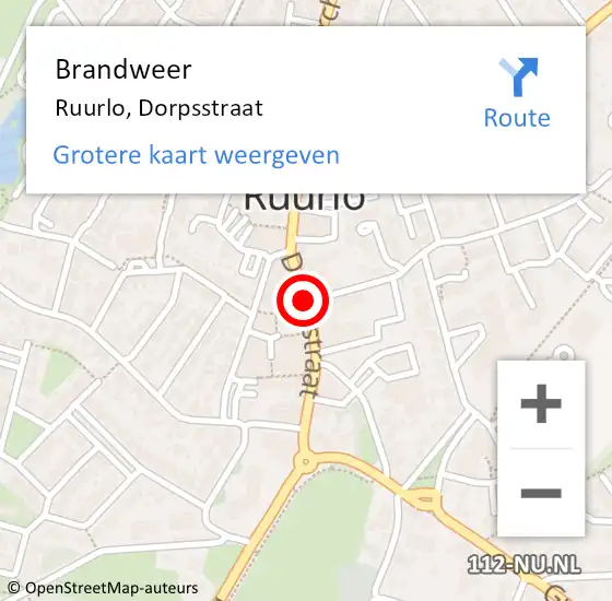 Locatie op kaart van de 112 melding: Brandweer Ruurlo, Dorpsstraat op 16 oktober 2019 23:11