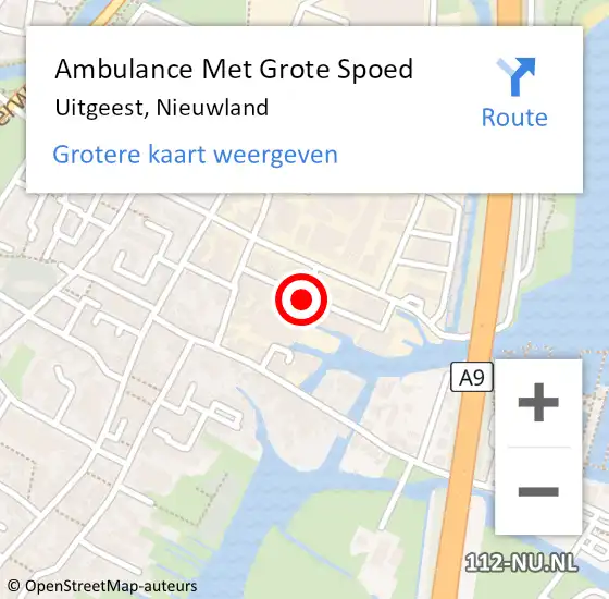 Locatie op kaart van de 112 melding: Ambulance Met Grote Spoed Naar Uitgeest, Nieuwland op 17 oktober 2019 00:33