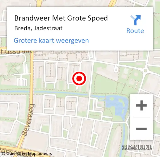 Locatie op kaart van de 112 melding: Brandweer Met Grote Spoed Naar Breda, Jadestraat op 17 oktober 2019 02:08