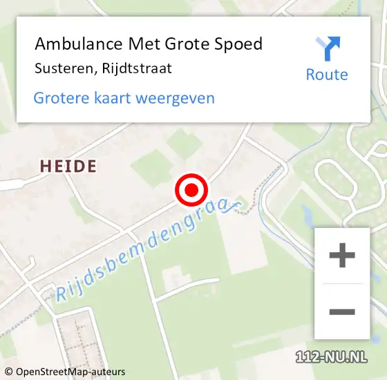 Locatie op kaart van de 112 melding: Ambulance Met Grote Spoed Naar Susteren, Rijdtstraat op 17 oktober 2019 04:59