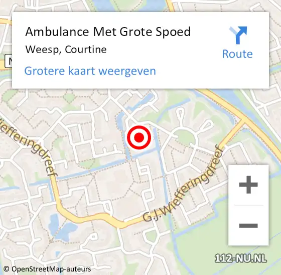 Locatie op kaart van de 112 melding: Ambulance Met Grote Spoed Naar Weesp, Courtine op 16 april 2014 23:06