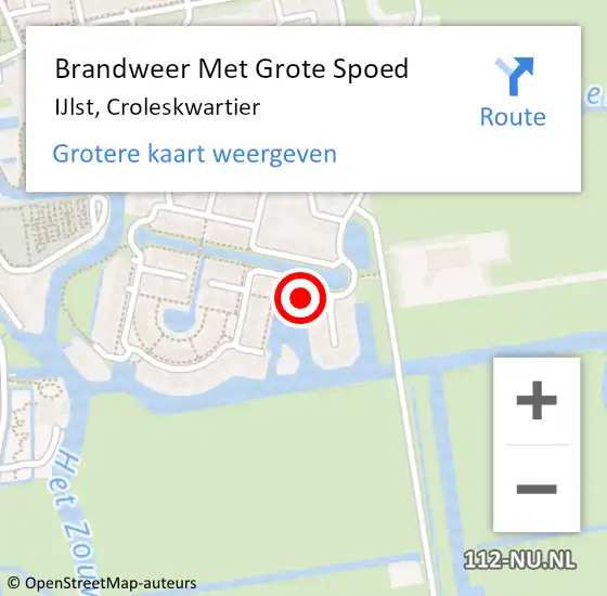 Locatie op kaart van de 112 melding: Brandweer Met Grote Spoed Naar IJlst, Croleskwartier op 29 september 2013 00:58