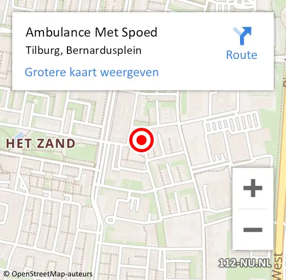 Locatie op kaart van de 112 melding: Ambulance Met Spoed Naar Tilburg, Bernardusplein op 17 oktober 2019 07:16