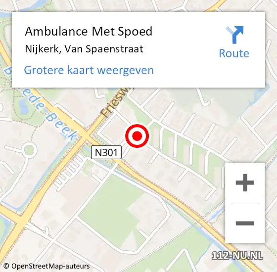 Locatie op kaart van de 112 melding: Ambulance Met Spoed Naar Nijkerk, Van Spaenstraat op 17 oktober 2019 09:01