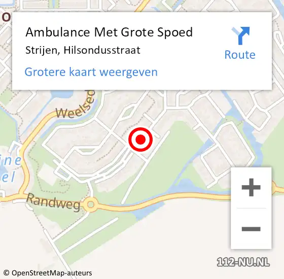 Locatie op kaart van de 112 melding: Ambulance Met Grote Spoed Naar Strijen, Hilsondusstraat op 17 oktober 2019 09:14