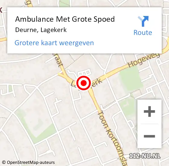 Locatie op kaart van de 112 melding: Ambulance Met Grote Spoed Naar Deurne, Lagekerk op 17 oktober 2019 09:21