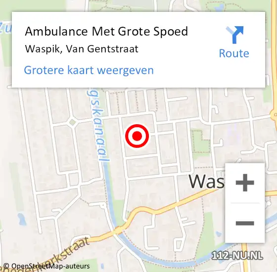 Locatie op kaart van de 112 melding: Ambulance Met Grote Spoed Naar Waspik, Van Gentstraat op 17 oktober 2019 10:18