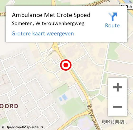 Locatie op kaart van de 112 melding: Ambulance Met Grote Spoed Naar Someren, Witvrouwenbergweg op 17 oktober 2019 11:17