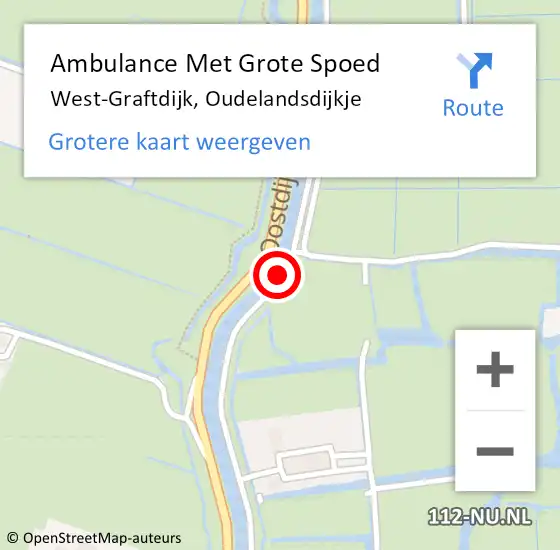 Locatie op kaart van de 112 melding: Ambulance Met Grote Spoed Naar West-Graftdijk, Oudelandsdijkje op 17 oktober 2019 12:00