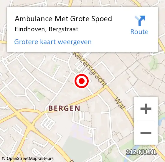 Locatie op kaart van de 112 melding: Ambulance Met Grote Spoed Naar Eindhoven, Bergstraat op 17 oktober 2019 12:46