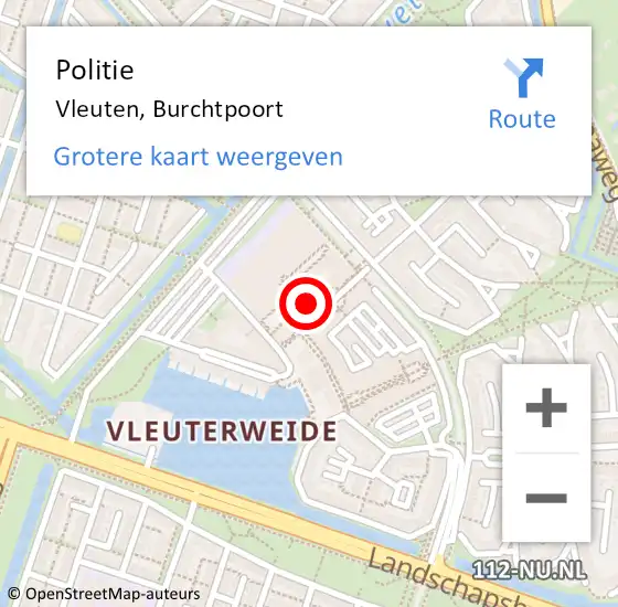 Locatie op kaart van de 112 melding: Politie Vleuten, Burchtpoort op 17 oktober 2019 13:14