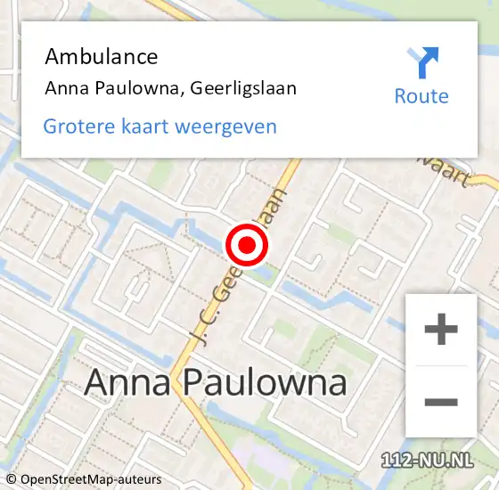 Locatie op kaart van de 112 melding: Ambulance Anna Paulowna, Geerligslaan op 17 oktober 2019 13:41