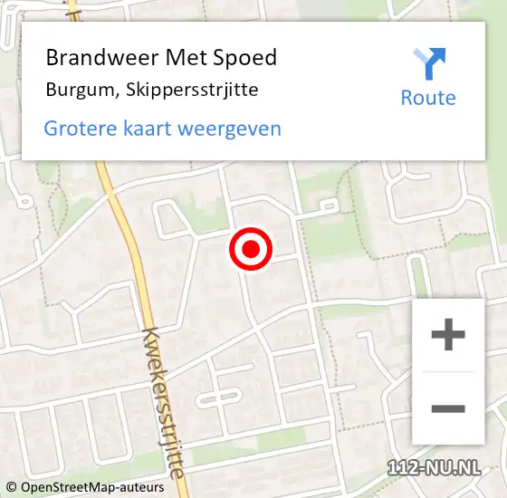 Locatie op kaart van de 112 melding: Brandweer Met Spoed Naar Burgum, Skippersstrjitte op 17 april 2014 01:12