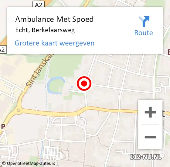 Locatie op kaart van de 112 melding: Ambulance Met Spoed Naar Echt, Berkelaarsweg op 17 oktober 2019 14:52