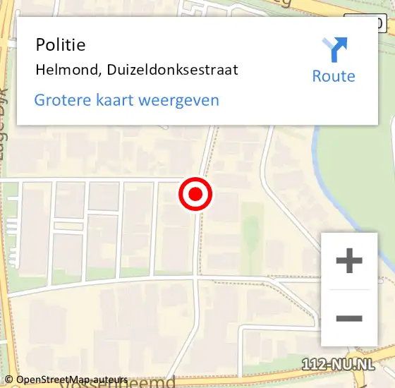 Locatie op kaart van de 112 melding: Politie Helmond, Duizeldonksestraat op 17 oktober 2019 15:21