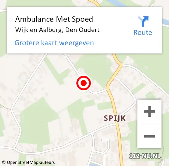 Locatie op kaart van de 112 melding: Ambulance Met Spoed Naar Wijk en Aalburg, Den Oudert op 17 oktober 2019 15:35