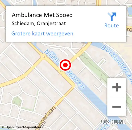 Locatie op kaart van de 112 melding: Ambulance Met Spoed Naar Schiedam, Oranjestraat op 17 oktober 2019 15:38