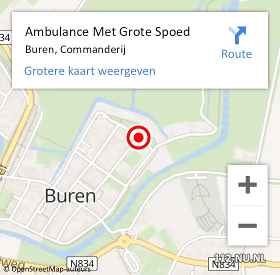 Locatie op kaart van de 112 melding: Ambulance Met Grote Spoed Naar Buren, Commanderij op 17 oktober 2019 15:51