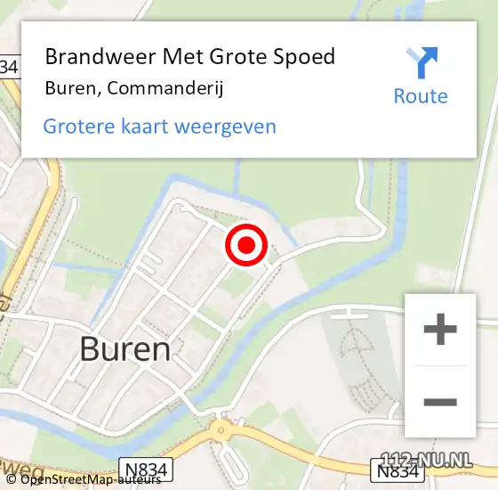 Locatie op kaart van de 112 melding: Brandweer Met Grote Spoed Naar Buren, Commanderij op 17 oktober 2019 15:53