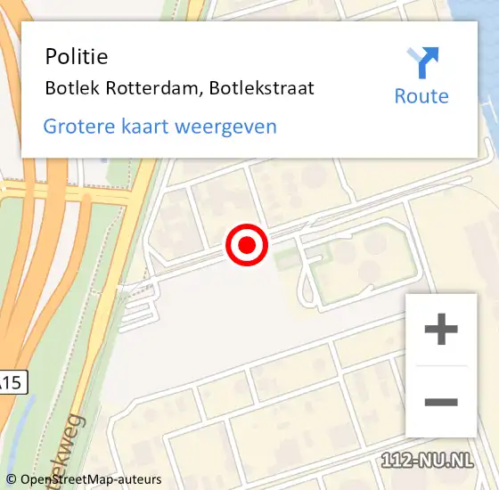 Locatie op kaart van de 112 melding: Politie Botlek Rotterdam, Botlekstraat op 17 oktober 2019 16:33