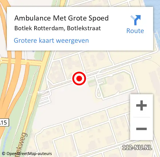 Locatie op kaart van de 112 melding: Ambulance Met Grote Spoed Naar Botlek Rotterdam, Botlekstraat op 17 oktober 2019 16:34