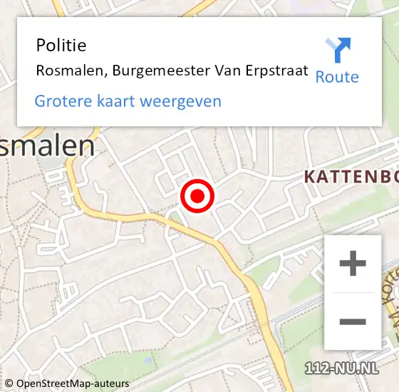 Locatie op kaart van de 112 melding: Politie Rosmalen, Burgemeester Van Erpstraat op 17 oktober 2019 17:47