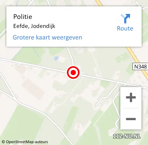 Locatie op kaart van de 112 melding: Politie Eefde, Jodendijk op 17 oktober 2019 18:01