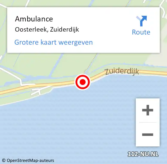 Locatie op kaart van de 112 melding: Ambulance Oosterleek, Zuiderdijk op 17 oktober 2019 18:57